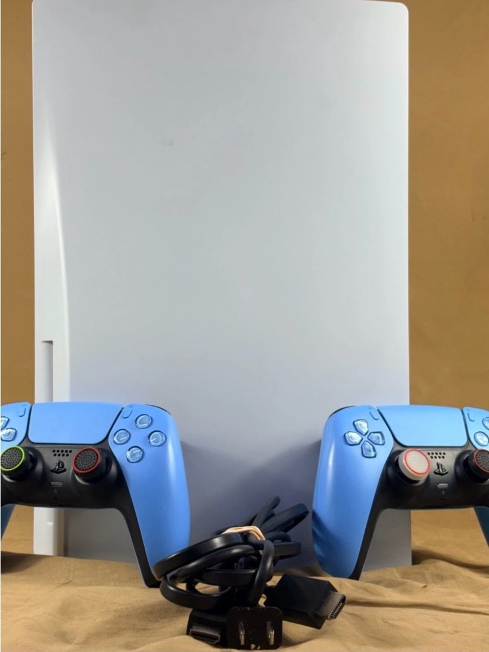 Sony PlayStation 5 slim Disc Console with Blue DualSense Wireless Controllers
